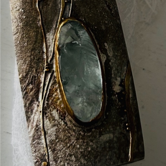 Sterling Silver and Gold Tone Coppery Gemstone Statement Piece - Picture 9 of 16